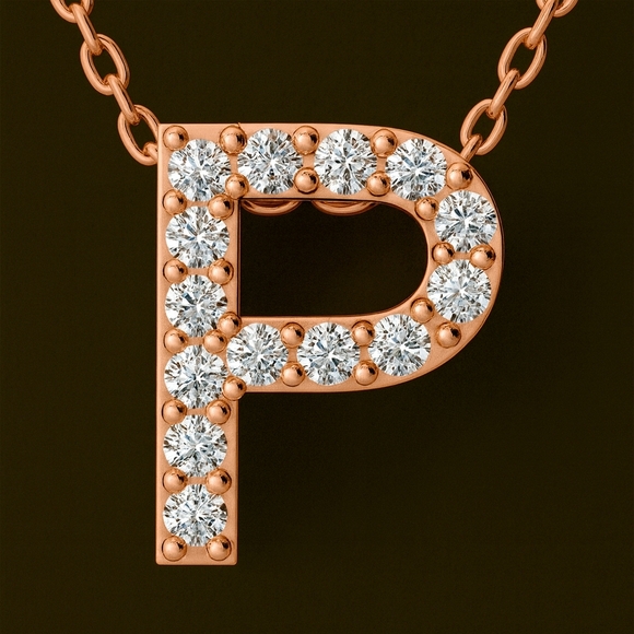 14K Yellow Gold Diamond Initial Necklace – Block Letter – 18 Inch Cable Chain - Picture 7 of 11